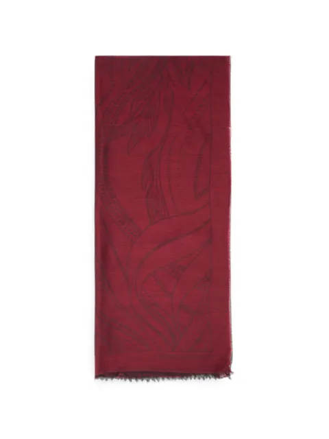 Alberta Ferretti abstract-print frayed scarf Red A33086668