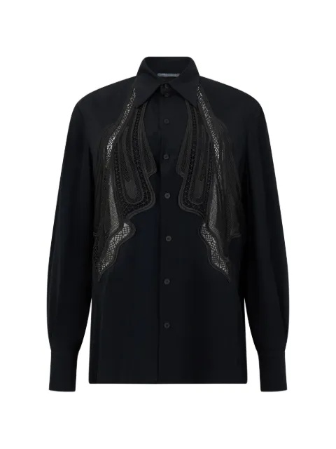 Alberta Ferretti lace-embellished long-sleeved shirt Black A02235120