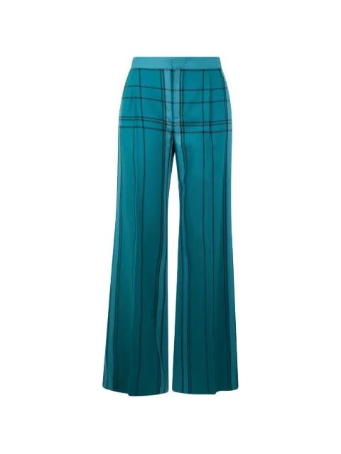 Alberta Ferretti checked virgin-wool flared trousers Blue A03065127