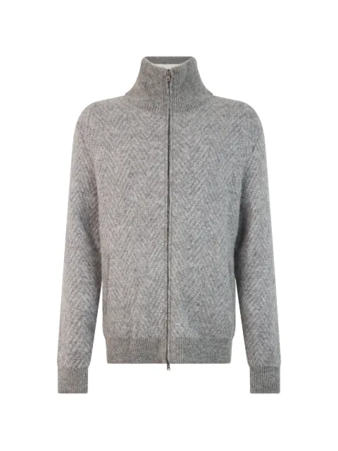 Herno chevron-knit zip-up sweater Grey MC00037UR70208