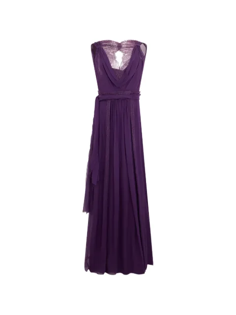 Alberta Ferretti lace-trimmed draped maxi dress Purple V04086614