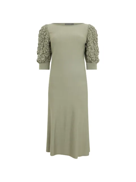Alberta Ferretti puff-sleeve midi dress Green A04886603