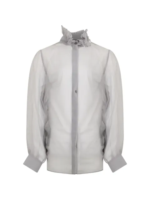 Alberta Ferretti ruffled-collar silk shirt Grey A02235115