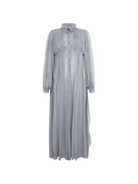 Alberta Ferretti ruffled-collar pleated maxi dress Grey A02155114