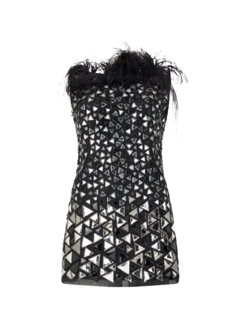 Alberta Ferretti feather-trim metallic-effect tank top Black A04435154