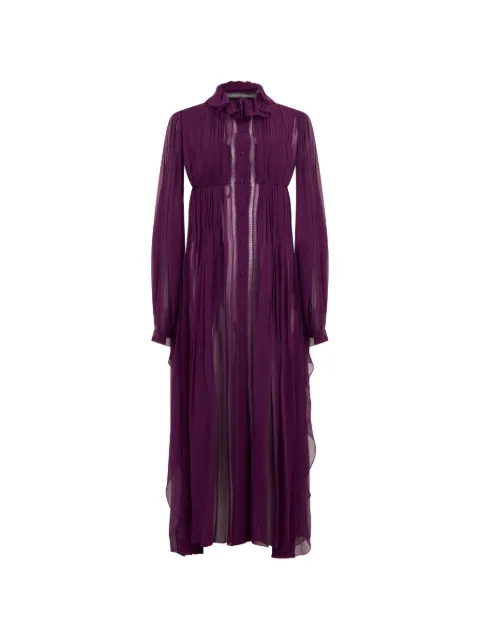 Alberta Ferretti ruffled pleated maxi dress Purple A02155114