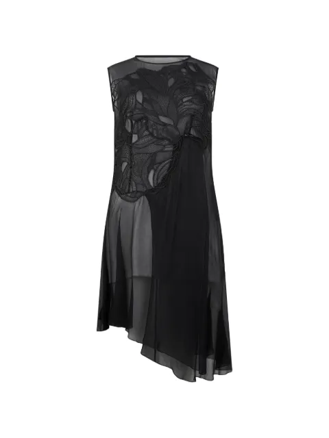 Alberta Ferretti midi lace-detail asymmetric dress Black A02206650