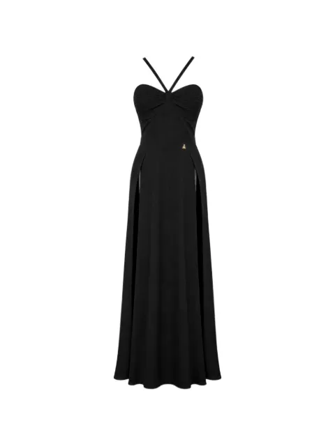 DiveDivine Flora draped side-slit maxi dress Black ABITOFLORA