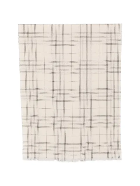 Destin check-pattern fringed scarf Neutrals LABSTOVERC