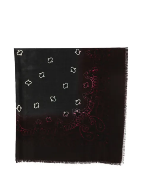 Destin paisley-print frayed scarf Black JILQUAHAPOLA