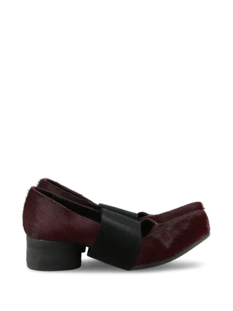 Uma Wang elasticated pony-hair pumps Red US9128