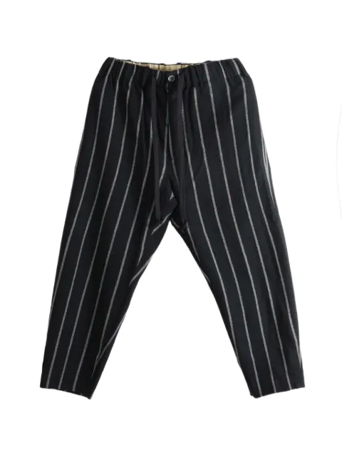 Uma Wang vertical-stripe drawstring trousers Black UM3519