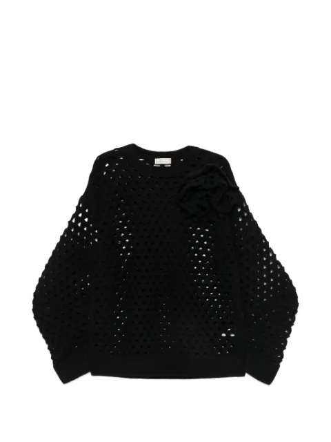 Blumarine crochet-knit floral-appliqué sweater Black RF6160MAB35