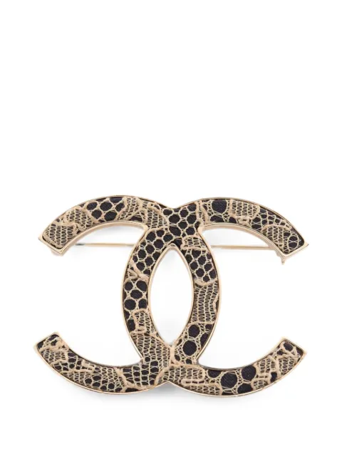 CHANEL Pre-Owned 2006 CC Gold Plated Lace and Tweed Brooch costume brooch Gold 1OCJO9O6S48O1YU4