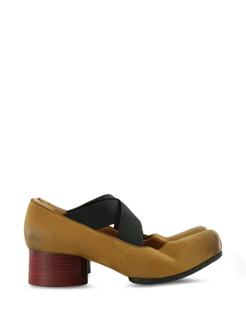 Uma Wang cross-strap pleated-toe ballet flats Neutrals US9106