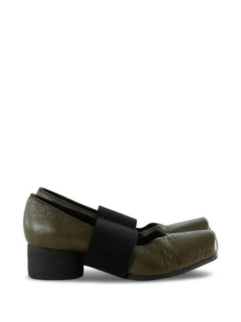 Uma Wang elasticated-strap square-toe ballet flats Green US9118