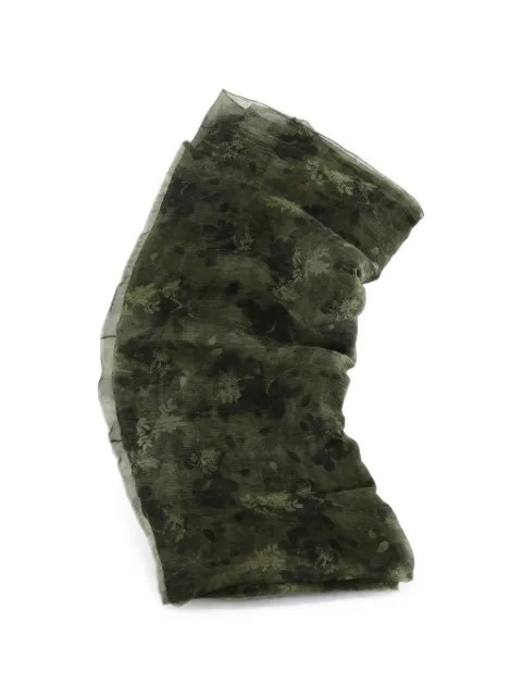 Uma Wang floral-print crinkled scarf Green UA0251