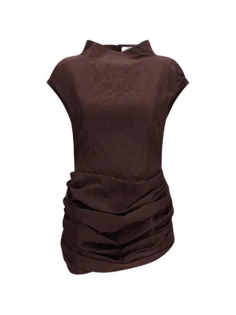 Magda Butrym ruched sleeveless mini dress Brown 183726