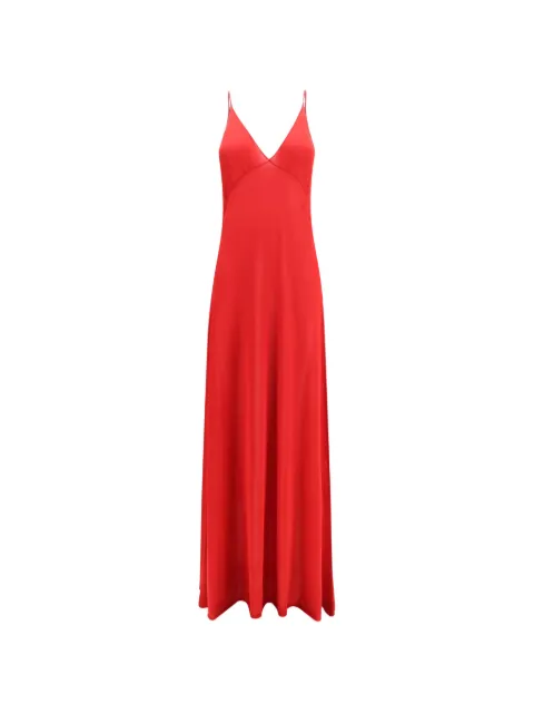 FENDI V-neck silk dress Red FZDE62B1QK