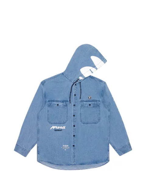AAPE BY *A BATHING APE® Moonface hooded denim shirt Blue AAPSTM8342XXE