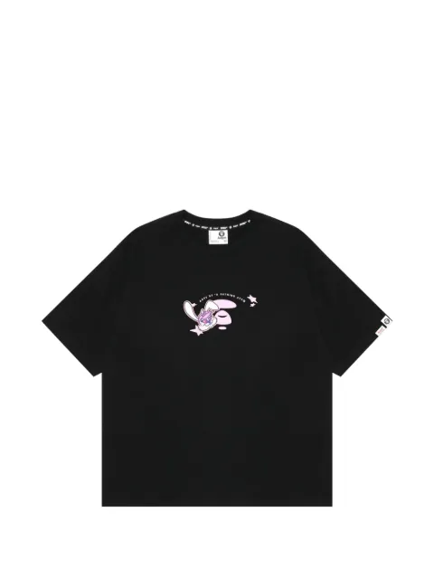 AAPE BY *A BATHING APE® Moonface rabbit-embroidered T-shirt Black AAPTEW1318XXK