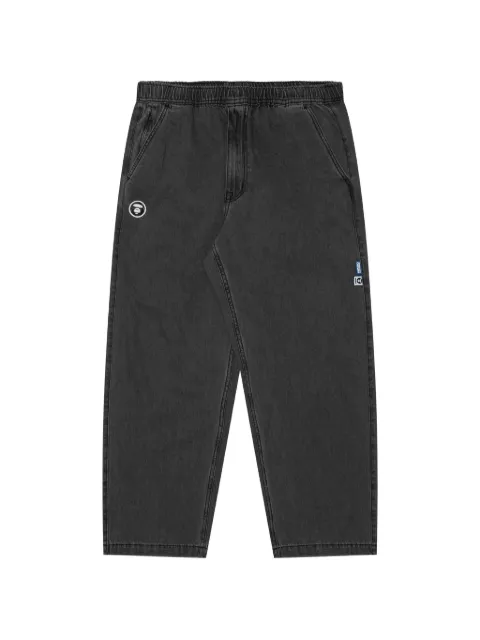 AAPE BY *A BATHING APE® Moonface logo-patch jeans Black AAPJNMA623XXL