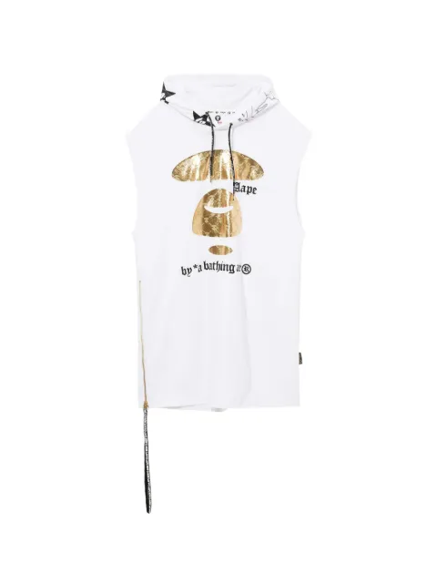 AAPE BY *A BATHING APE® Metallic Moonface sleeveless hoodie White AAPTKM0282XXC