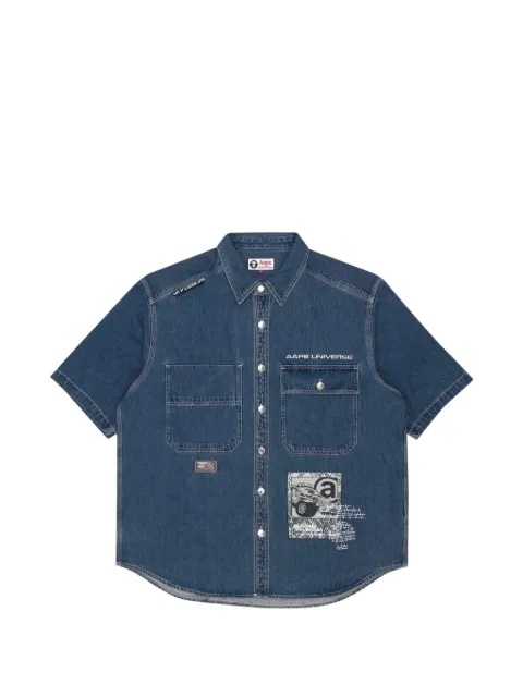 AAPE BY *A BATHING APE® logo-embroidered patch-detail shirt Blue AAPSRM8404XXI
