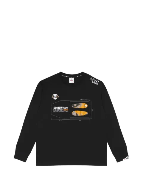 AAPE BY *A BATHING APE® Moonface graphic-print long-sleeve T-shirt Black AAPLTM1015XXJ