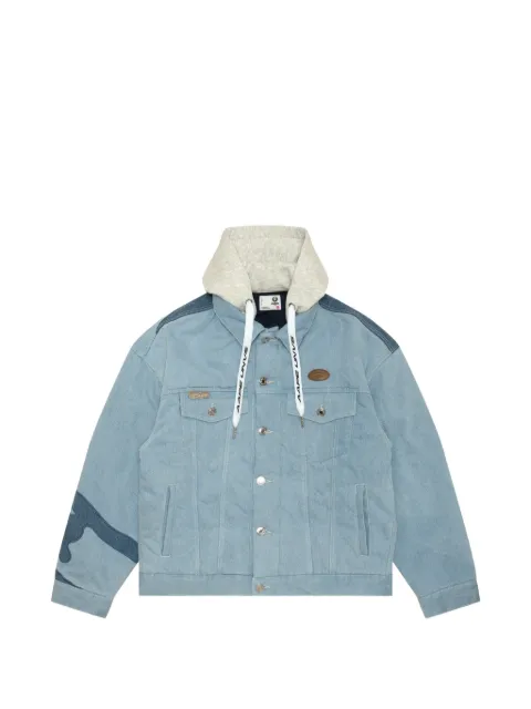 AAPE BY *A BATHING APE® Moonface-logo hooded denim jacket Blue AAPJKM7679XXN