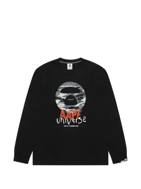AAPE BY *A BATHING APE® AAPEUNVS Moonface-print long-sleeve T-shirt Black AAPLTM1727XXP
