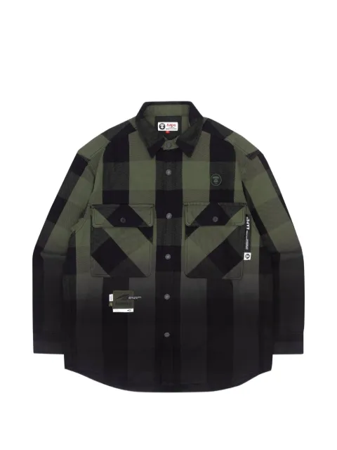 AAPE BY *A BATHING APE® Moonface gradient-effect plaid shirt Green AAPSTM8396XAI