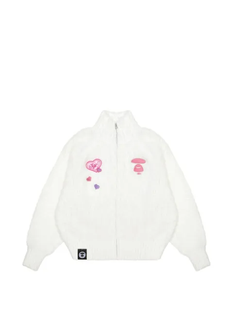 AAPE BY *A BATHING APE® Moonface-embroidery zip-up cardigan White AAPKNW3915XXJ