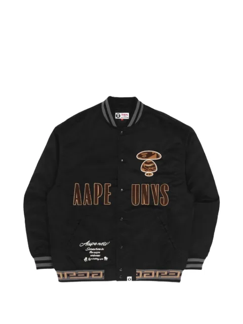 AAPE BY *A BATHING APE® Moonface-patch long-sleeve jacket Black AAPJKM7516XXJ