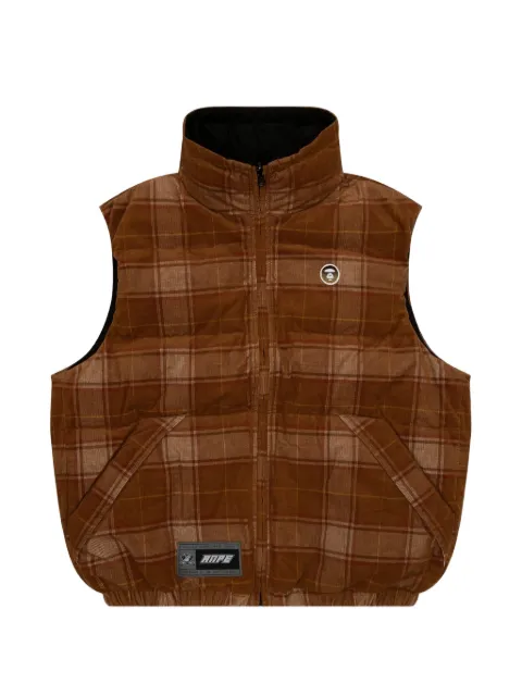 AAPE BY *A BATHING APE® Moonface logo check vest Brown AAPVCM7683XXN