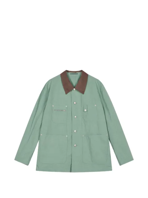 CROQUIS multi-pocket contrast-collar jacket Green 9Q8612800