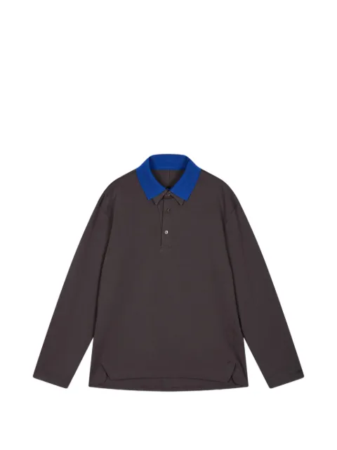CROQUIS contrast-collar long-sleeve polo shirt Grey 9Q8114060