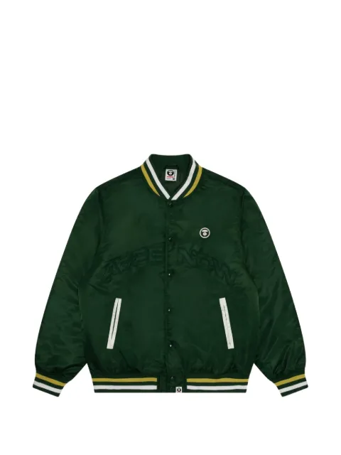AAPE BY *A BATHING APE® Moonface logo baseball jacket Green AAPJKM7656XXN