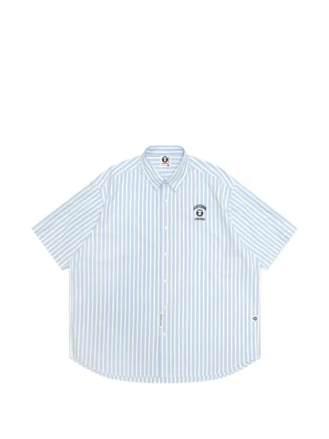 AAPE BY *A BATHING APE® AAPENOW Moonface logo-patch striped shirt Blue AAPSRM8517XXO