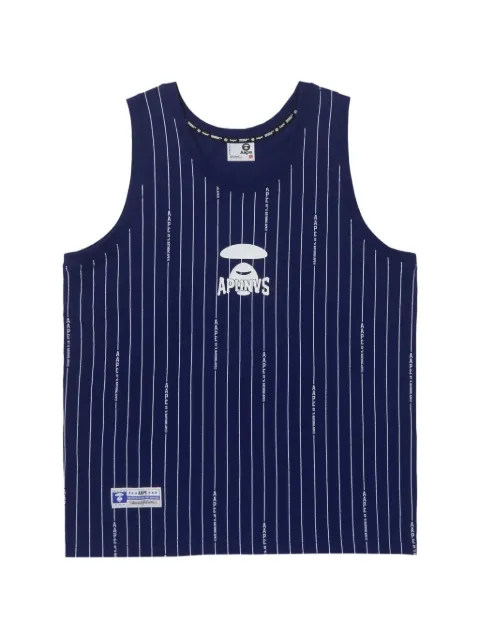 AAPE BY *A BATHING APE® Moonface pinstripe-print tank top Blue AAPTKM1353XAK