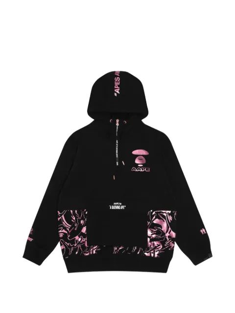 AAPE BY *A BATHING APE® camo-panel quarter-zip hoodie Black AAPSWW3637XXD