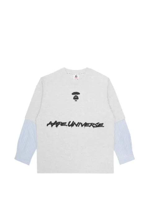 AAPE BY *A BATHING APE® Moonface panelled layered T-shirt Grey AAPLTM1209XAJ