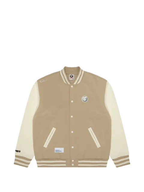 AAPE BY *A BATHING APE® Moonface patch baseball jacket Neutrals AAPSWMA315XXL
