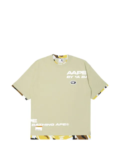 AAPE BY *A BATHING APE® Moonface panelled printed T-shirt Neutrals AAPTEM1397XXL