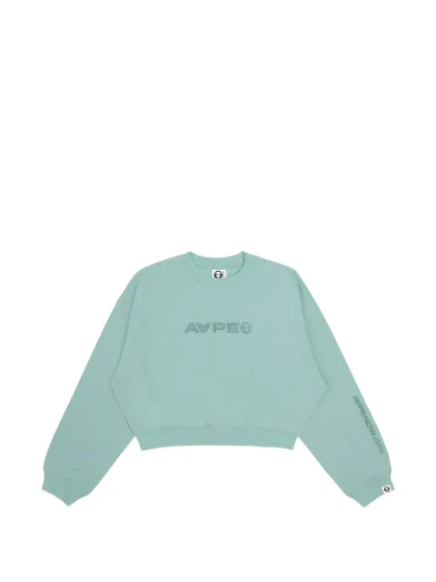 AAPE BY *A BATHING APE® Moonface embroidered cropped sweater Green AAPSWW3888XXJ