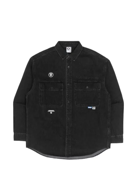 AAPE BY *A BATHING APE® Moonface patch denim shirt Black AAPSTM8414XXJ