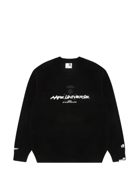 AAPE BY *A BATHING APE® Moonface intarsia embroidered sweatshirt Black AAPKNMA392XXL