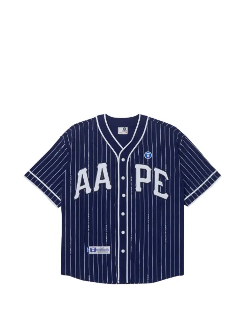 AAPE BY *A BATHING APE® Moonface striped baseball shirt Blue AAPTEM1352XXK