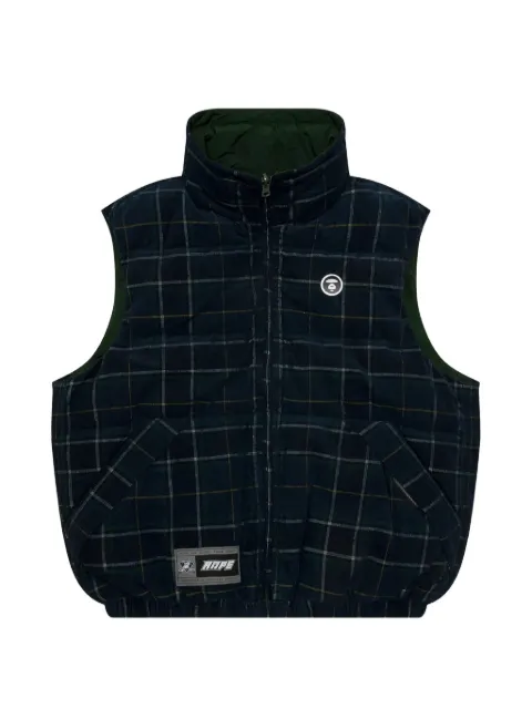 AAPE BY *A BATHING APE® Moonface logo check-print gilet Blue AAPVCM7683XXN