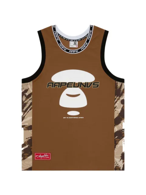AAPE BY *A BATHING APE® Moonface camouflage-panel tank top Brown AAPTKM1355XXK